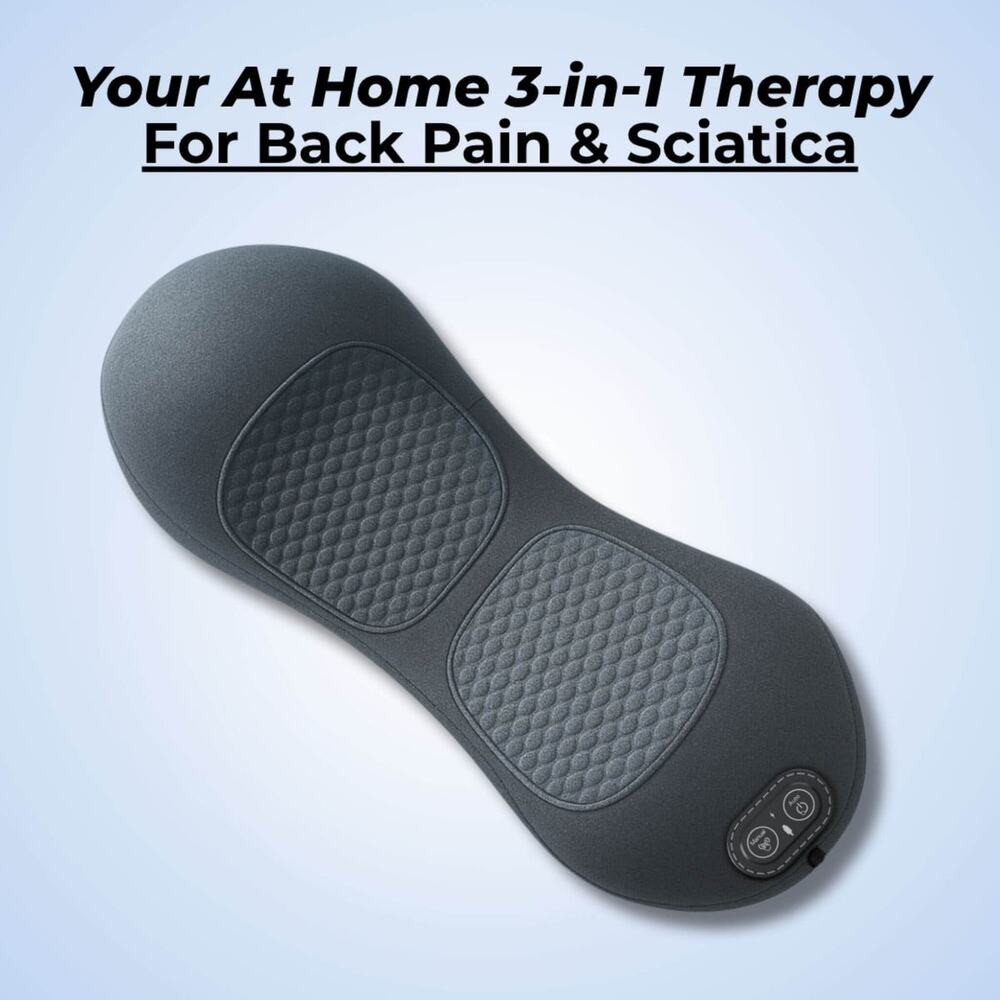 SmoothSpine Triple Fusion Back Massager Lumbar Decompression Traction Heat-New